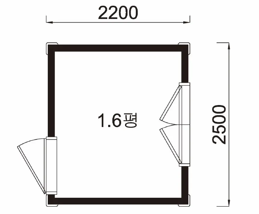 사랑방 대표 모델 2200 x 2500 평면도